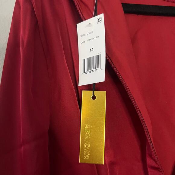 Alexia Admor Red Silky Mock Neck Wrap Dress - Size 14 - Picture 9 of 10
